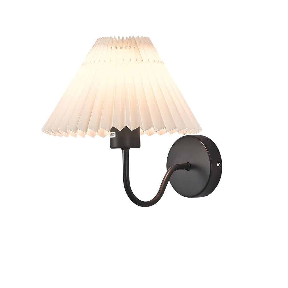 vintage dimmable metallic sconce with pleated fabric shade and single light