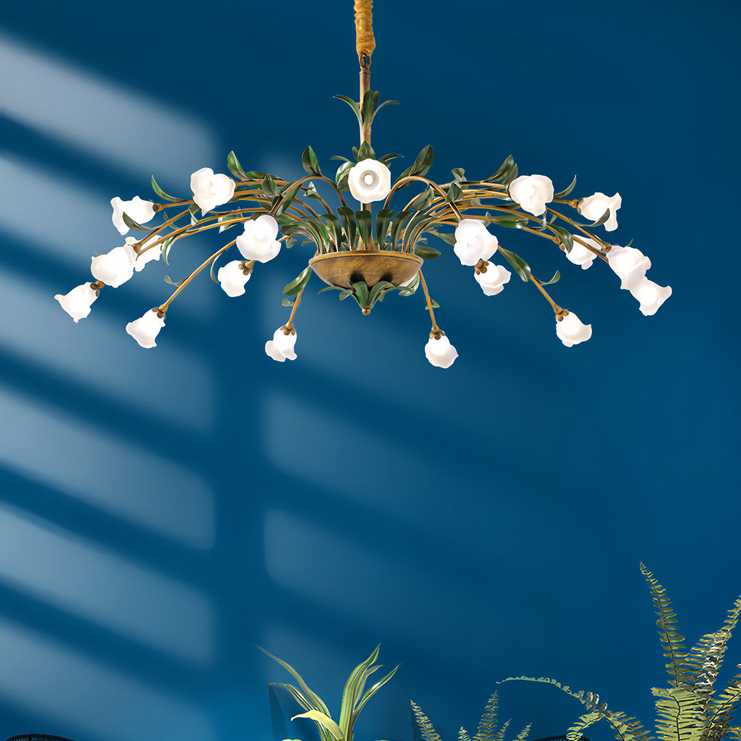 Vintage Floral Branch Chandelier — Iron and Glass, G4 3-Step Dimming, 12 to 35-Head