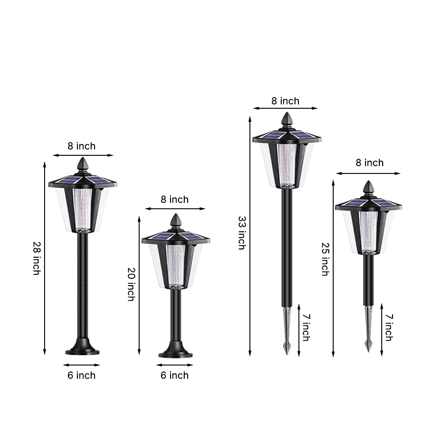 Pointed-Top Solar LED Path Light — Die-Cast Aluminum, Dual-Color 3000K/6000K, Adjustable Height, IP54, Stake or Base Mount