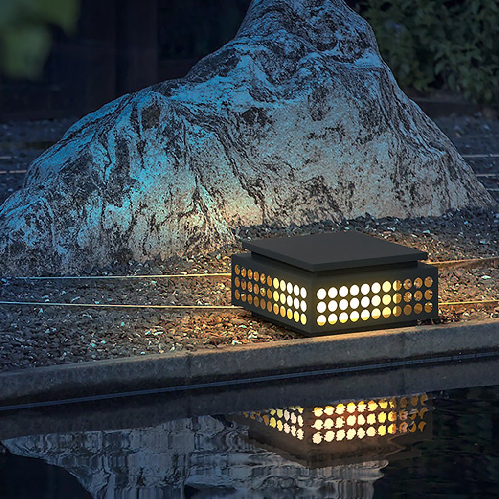 vintage hollowed pattern solar led garden lamp elegant weatherproof metal design