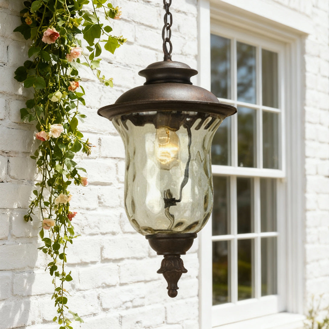 Industrial Outdoor Pendant Light — Aluminum, Transparent Glass, 12W 3000K, IP44, 1-Light