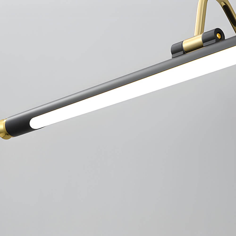 vintage led bathroom vanity light in gold and black with rotatable linear design