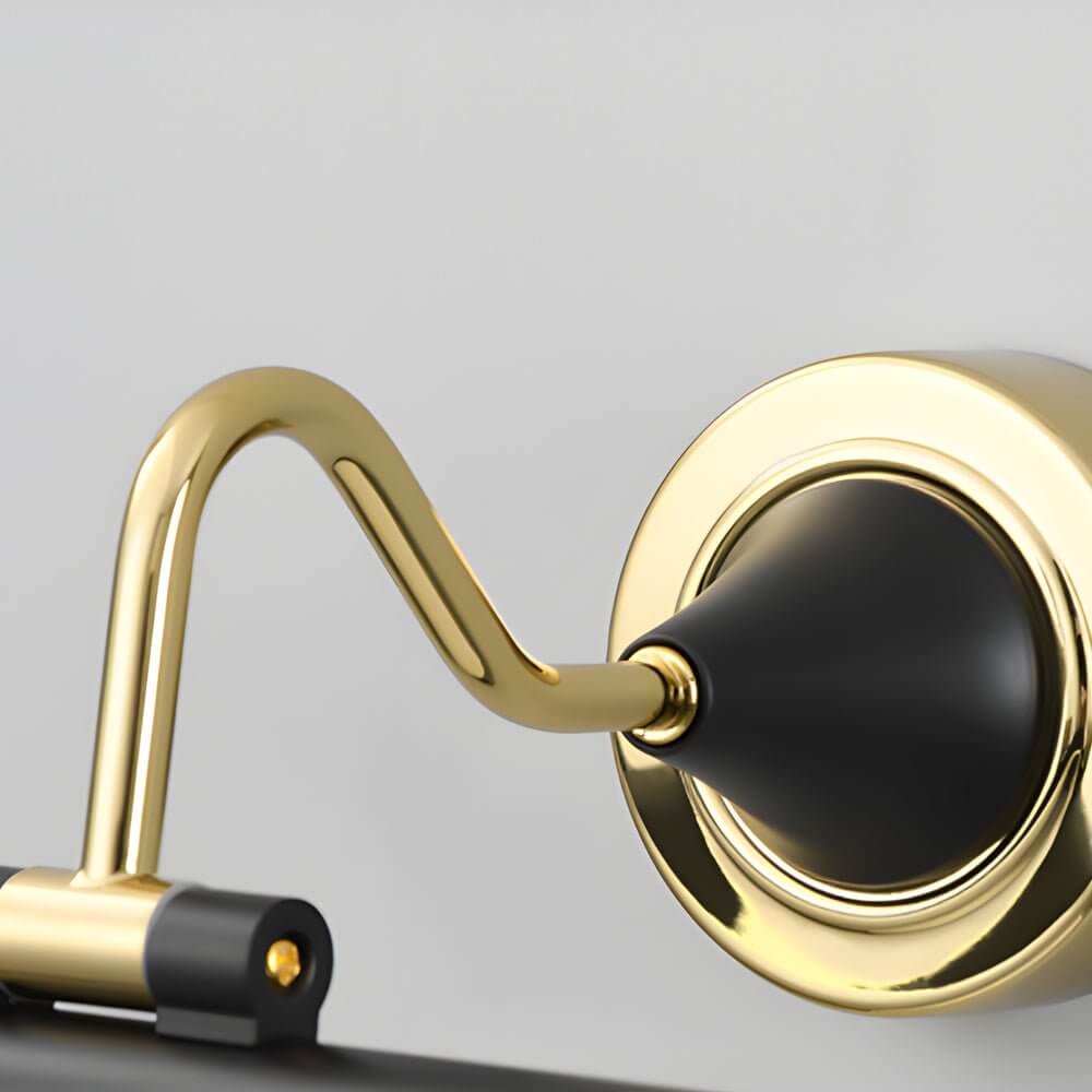 vintage led bathroom vanity light in gold and black with rotatable linear design