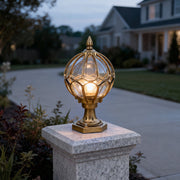 retro glass globe outdoor pillar lights copper fence post lighting