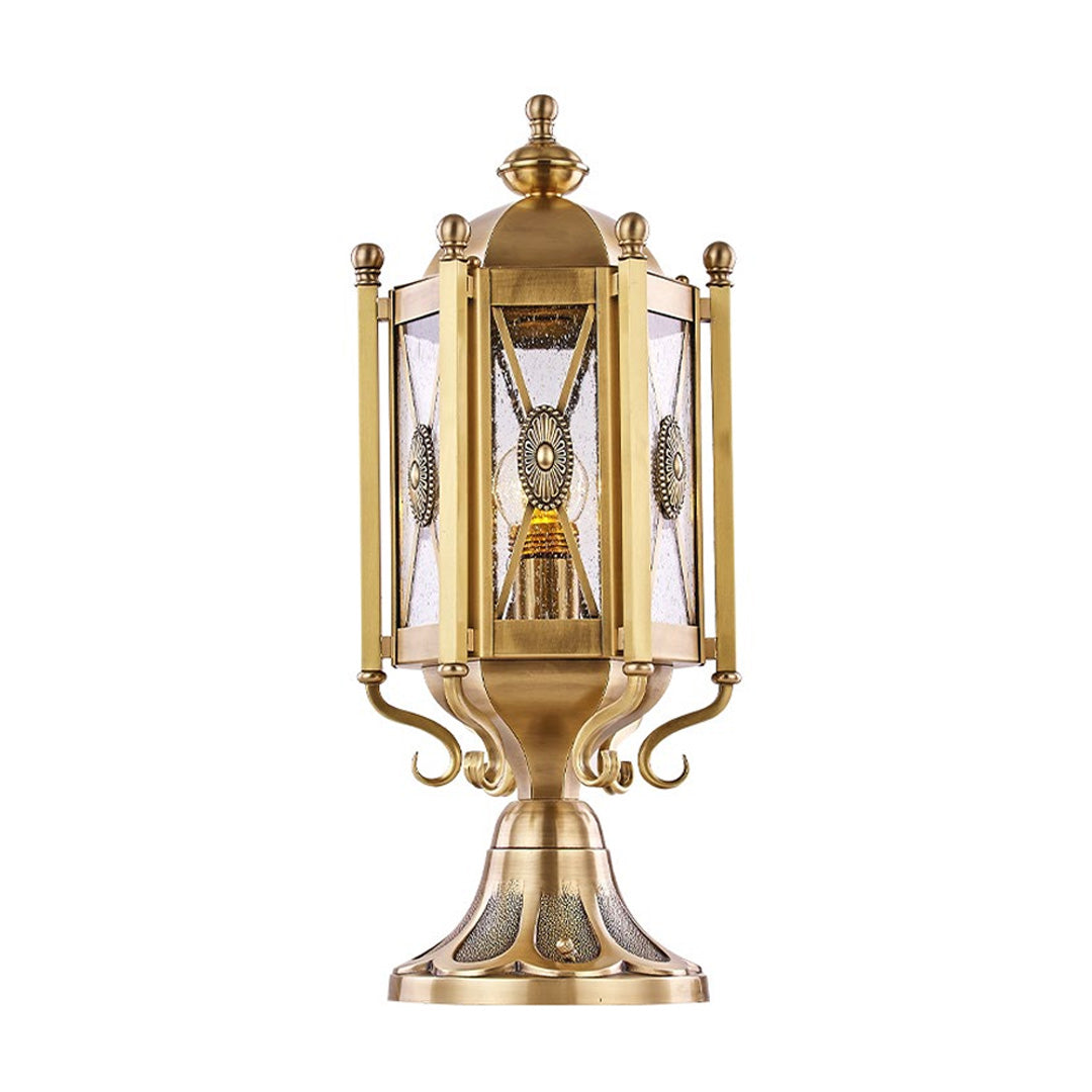 Vintage Copper Outdoor Pillar Light — Solid Copper, Glass Shade, IP55 Weatherproof, E27/E14