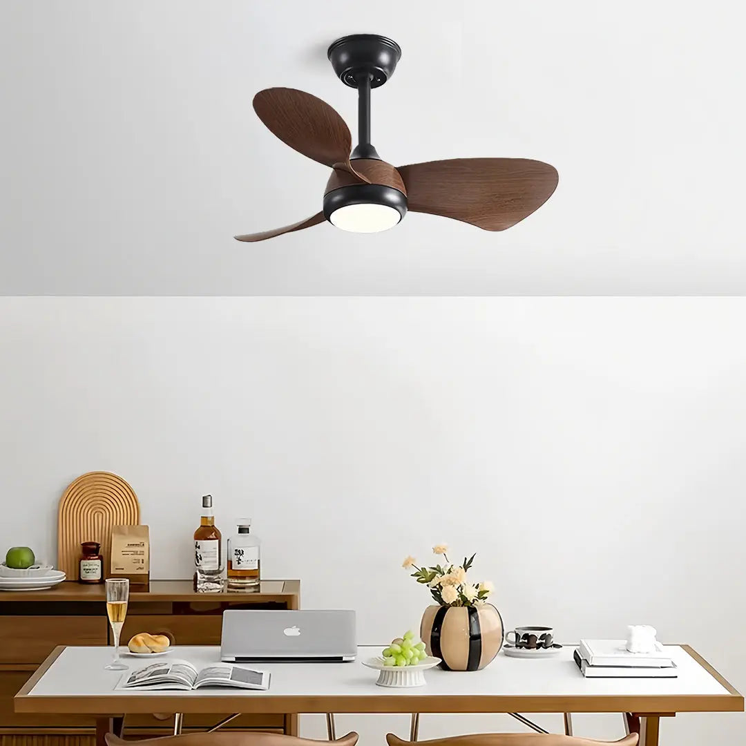 Nordic-Inspired Retro Ceiling Fan with Light - Inverter Metal Lamp Body Luxe