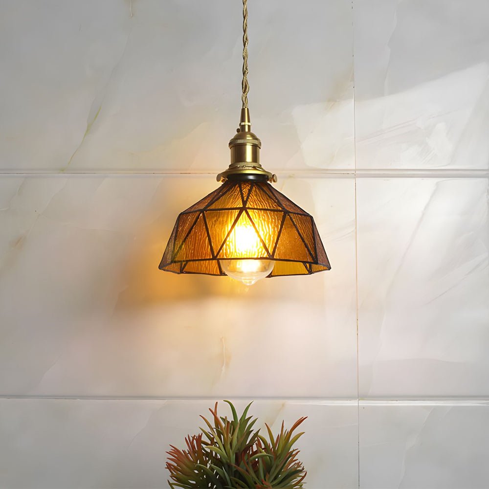 vintage stained glass pendant ceiling light hanging fixture