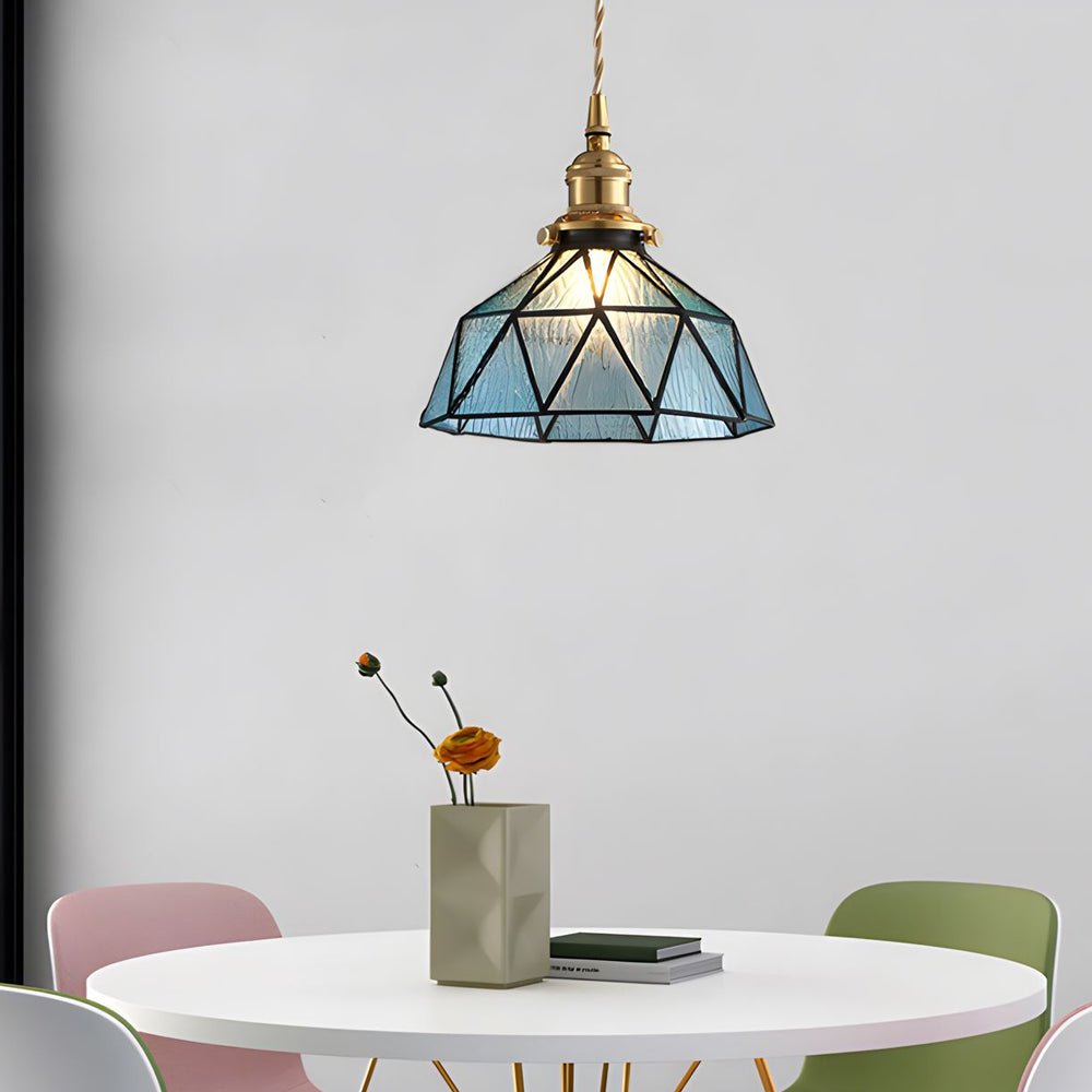 vintage stained glass pendant ceiling light hanging fixture