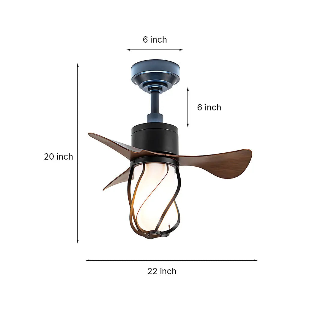 Stylish LED Ceiling Fan with Light in Vintage Design Luxe