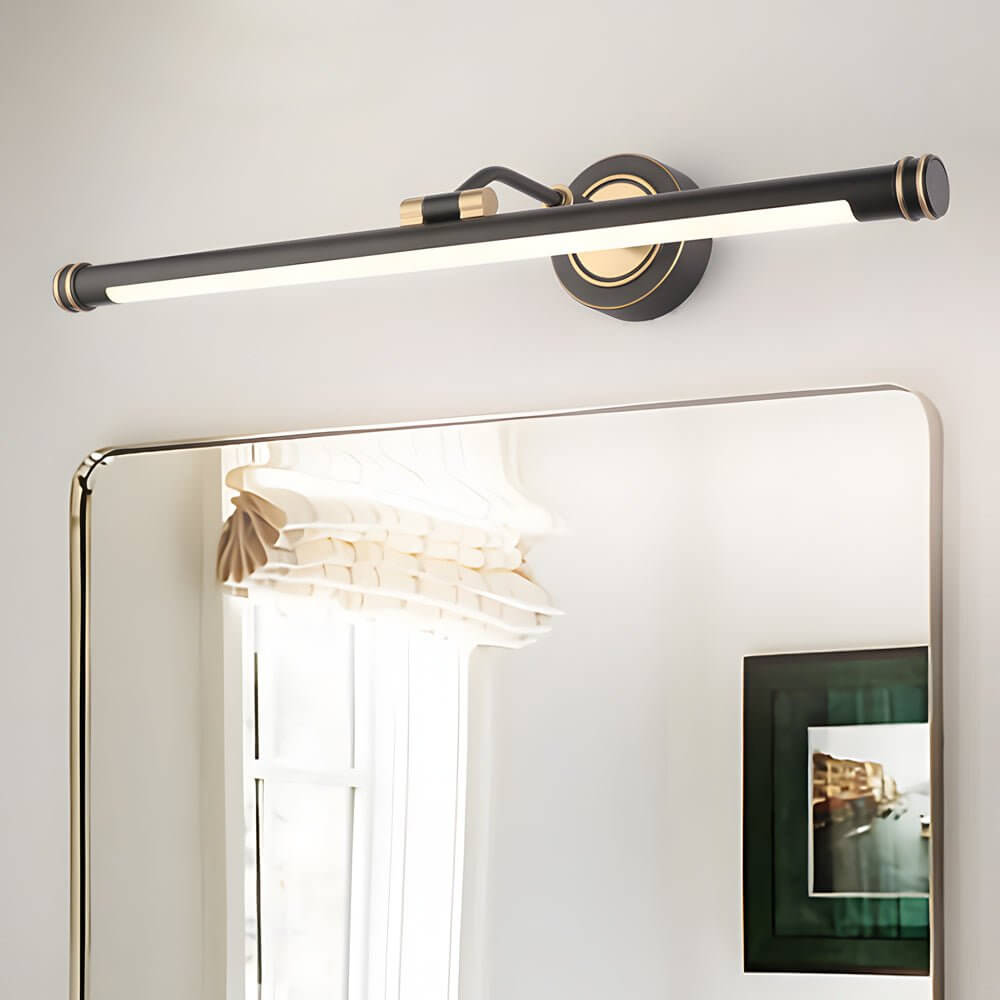 vintage style elegant linear led vanity light in goldblack for bathroom