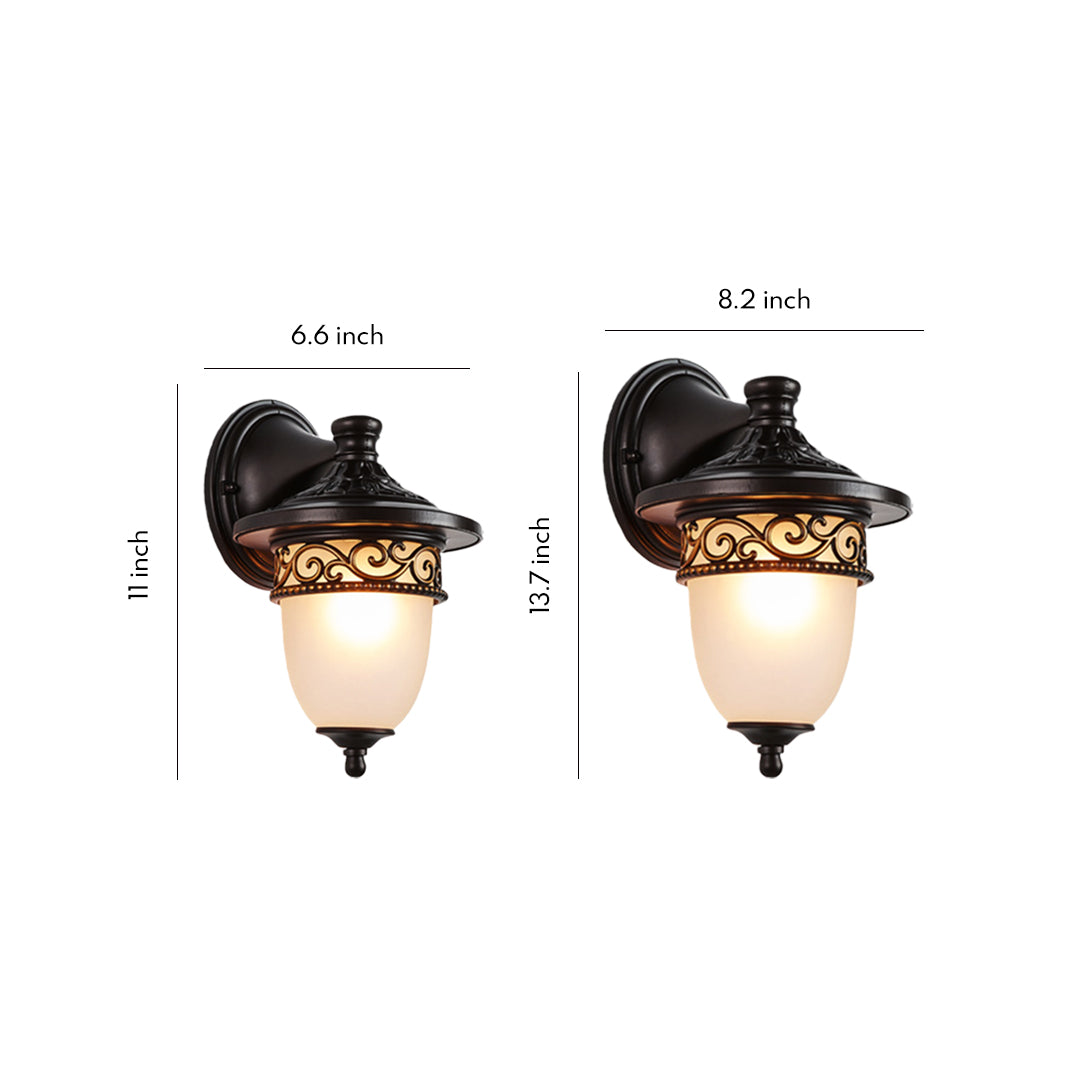 Vintage Outdoor Wall Sconce — Coffee Aluminum, Clear Glass, 12W E27, IP65 Weatherproof