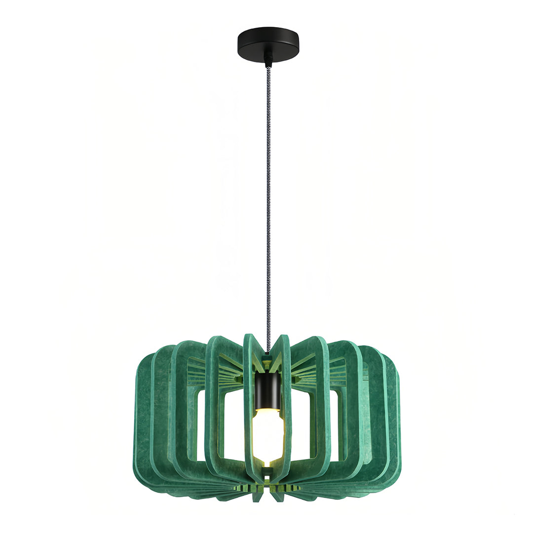 Acoustic Felt Drum Pendant Light — PET Felt and Iron, 15.75" Wide, Adjustable 2m Chain, Sound-Absorbing