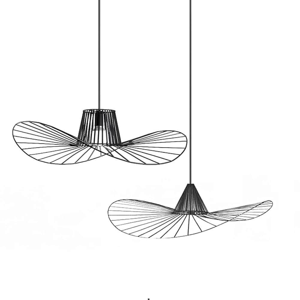 Hat-Shaped Linear LED Pendant — Black Metal, Art Deco, 18" or 24", 3000K / 6000K
