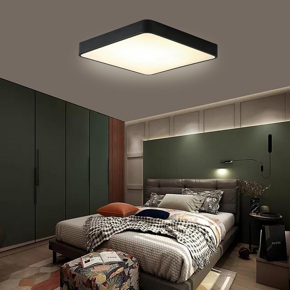 Modern Square LED Flush-Mount Ceiling Light — Metal, PVC & Acrylic, 20W, 3000–5400K, 16"