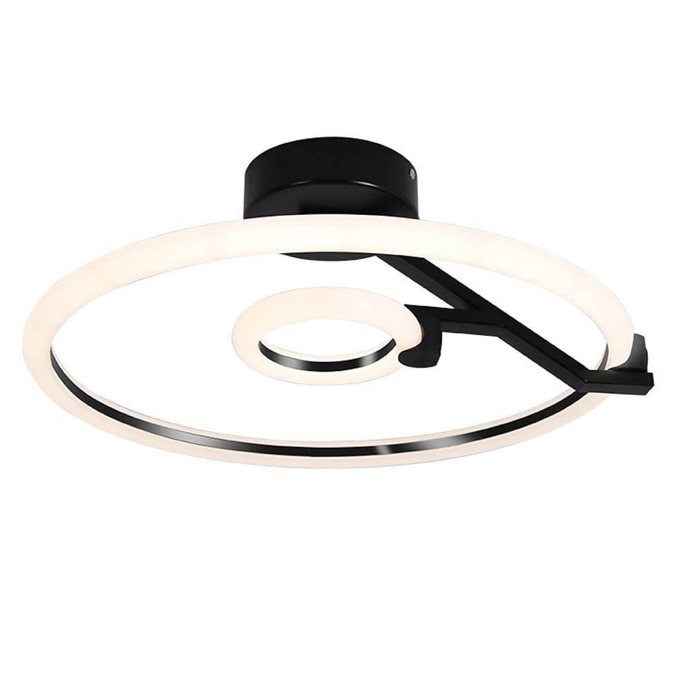Ring LED Semi-Flush Mount Ceiling Light — Metal, Dimmable, 3-Step Dimming, Remote Control, Black or Gold, 16"