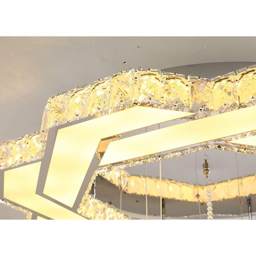 Concentric Crystal LED Flush Mount — Stainless Steel, Gold or Silver, 20"/24"/31", Vintage