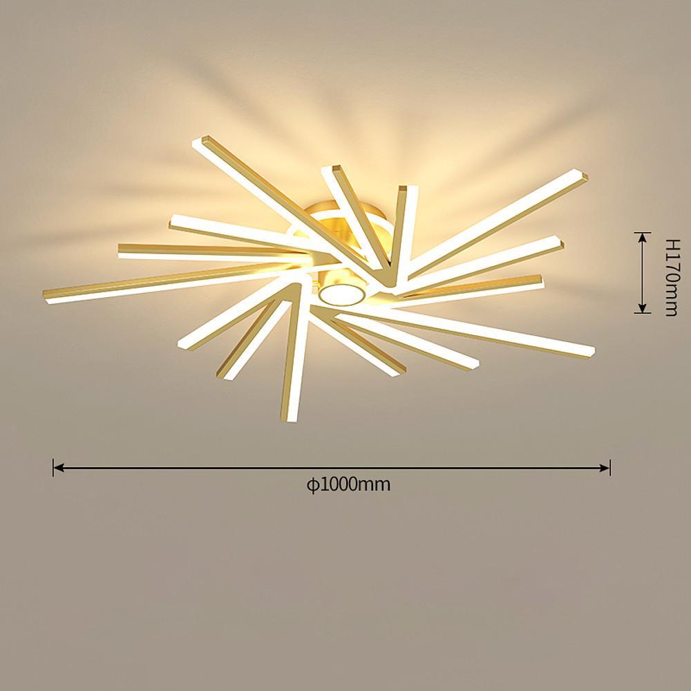 Abstract Tube Flower Semi-Flush Mount — Metal and Acrylic, LED, 3-Light / 4-Light / 5-Light, Three-Step Dimming, Remote Control