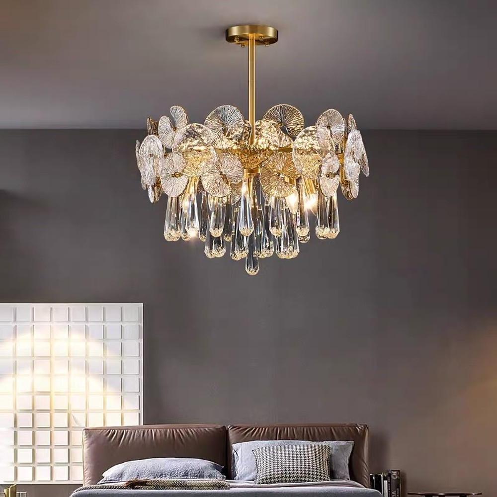 Crystal Candelabra Flush-Mount Chandelier — Metal, 10-Light, E12 LED, 3000–5400K