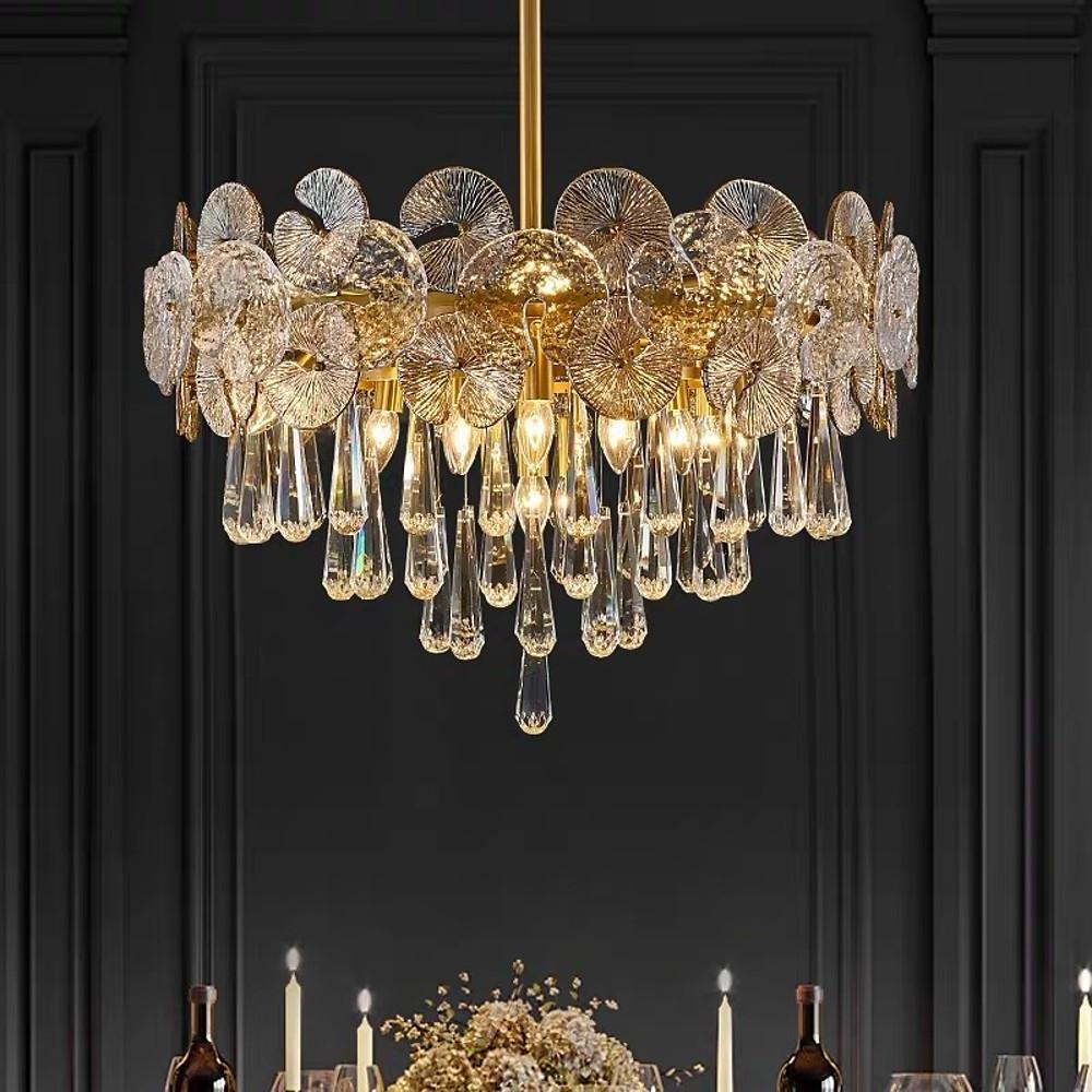 Crystal Candelabra Flush-Mount Chandelier — Metal, 10-Light, E12 LED, 3000–5400K
