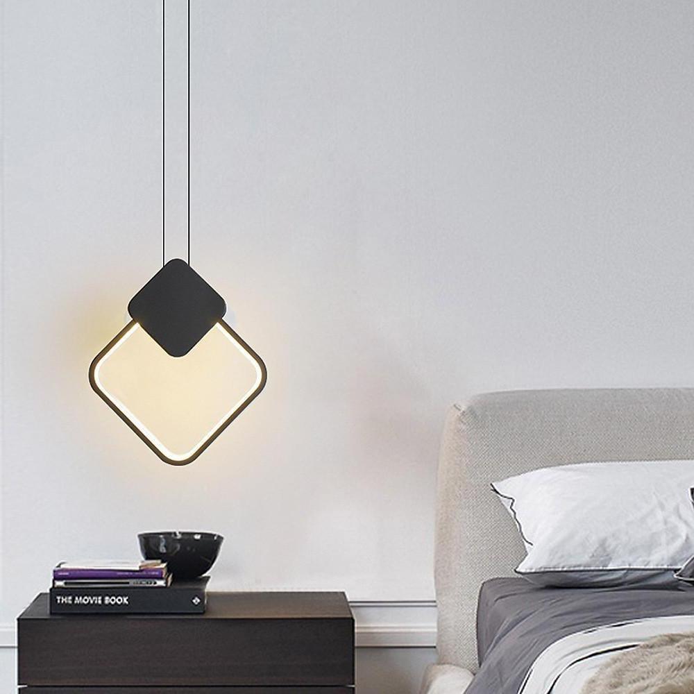 Modern Geometric Mini Pendant Light — Black Metal, LED E26/E27, 39" Adjustable Cord