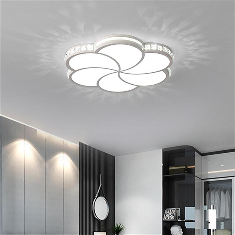 Flower Crystal LED Flush-Mount Ceiling Light — White Metal, 20" Diameter, Dimmable 3000K–6000K