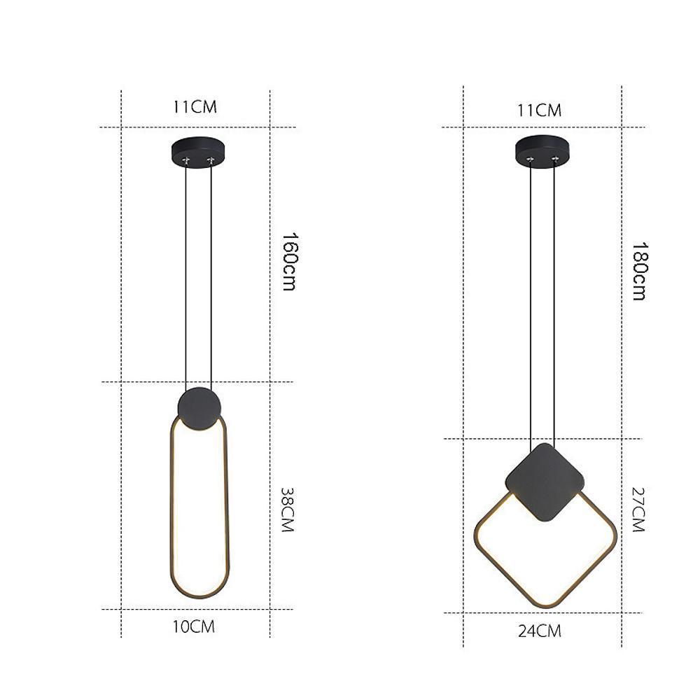 Modern Geometric Mini Pendant Light — Black Metal, LED E26/E27, 39" Adjustable Cord