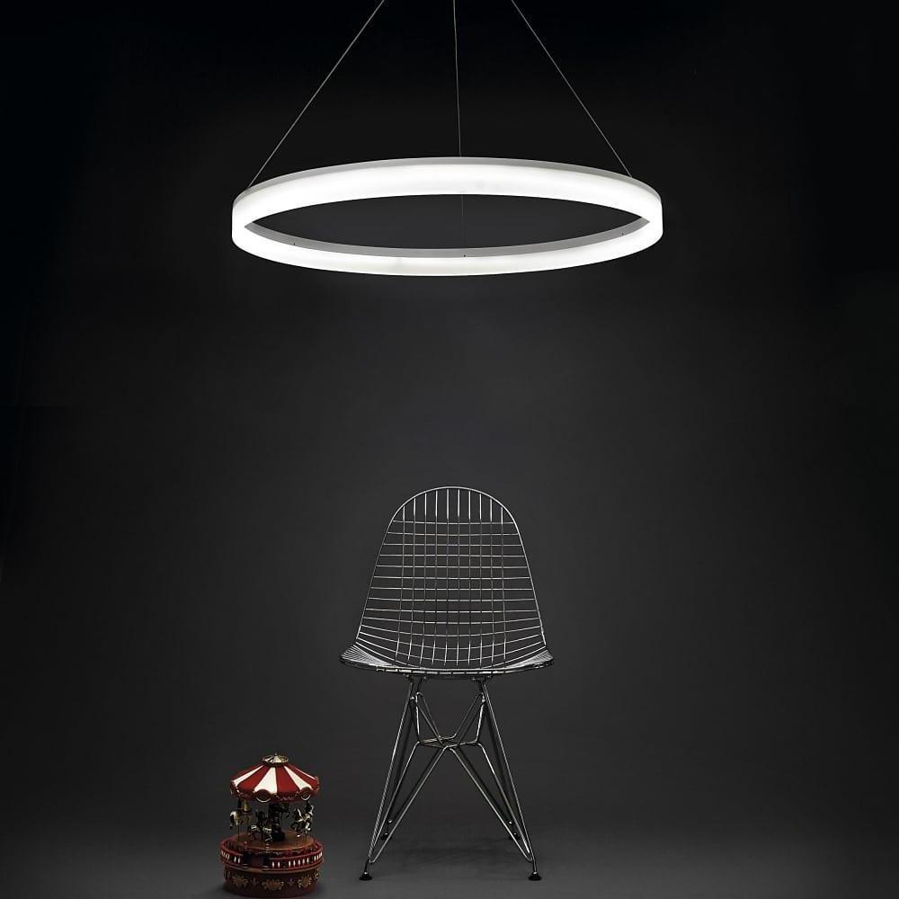Flat Circular Modern Chandelier — Aluminum & Acrylic, Integrated LED, Dimmable with Remote, 24" or 31", 3000K / 4500K