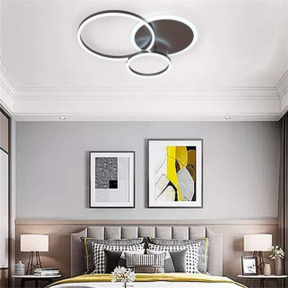 3-Ring Circle Flush-Mount Light — White Acrylic, 3-Light LED, 3-Color Dimmable, 26" × 20"
