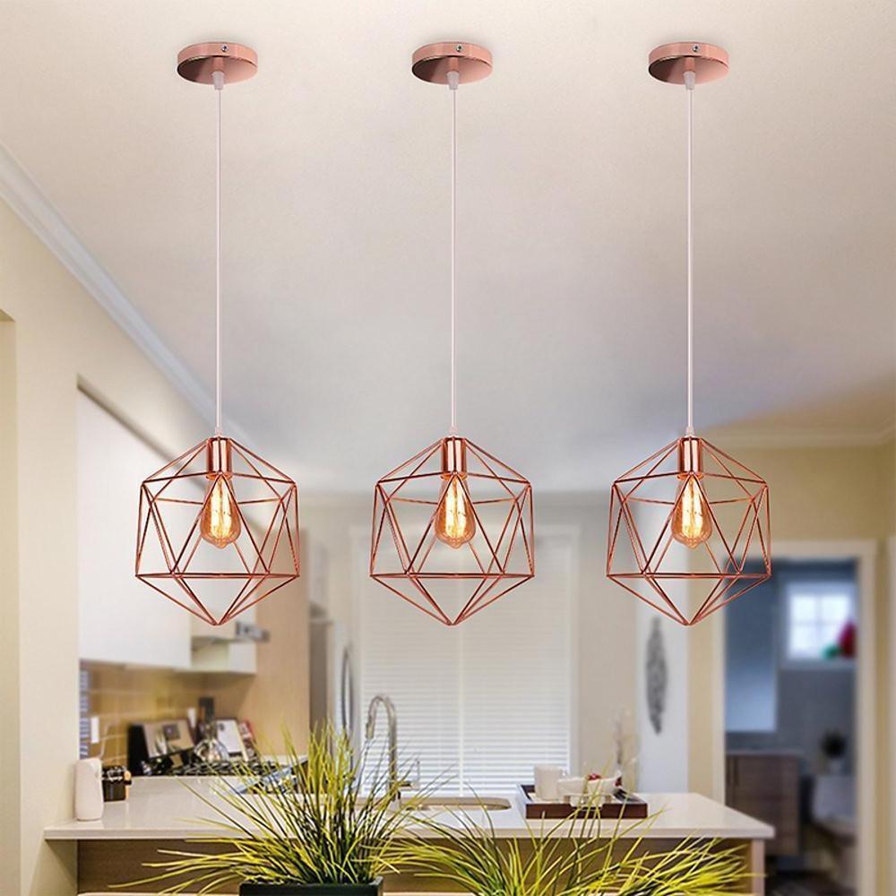 Industrial Geometric Cage Mini Pendant — Metal, 1-Light, 4W LED, 10" Diameter, Adjustable 39" Cord