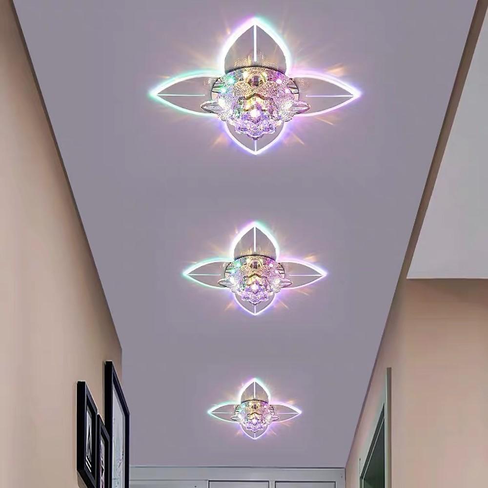 4-Pointed Star Crystal Flush-Mount Ceiling Light — Metal, LED 9W, 8" Diameter, Multi-Color