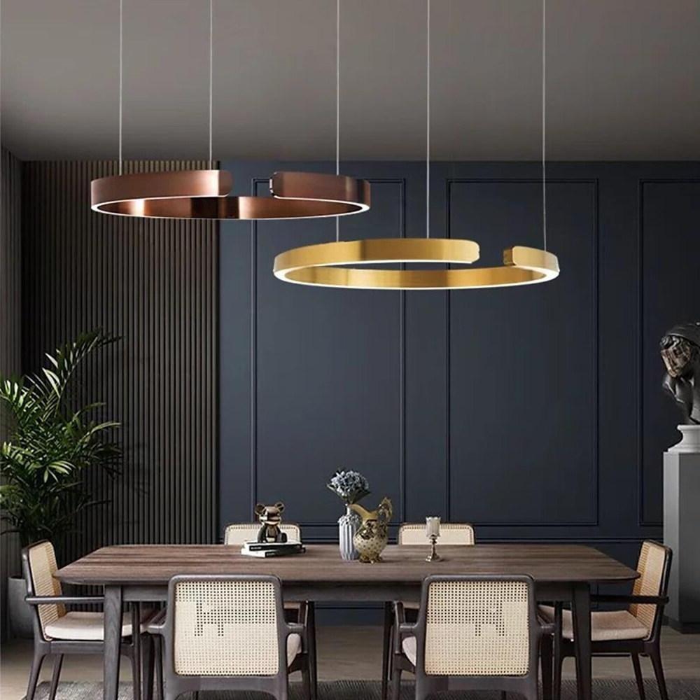 Open Ring LED Pendant Light — Stainless Steel and Acrylic, 24" Diameter, 3000–5400K, Gold Finish