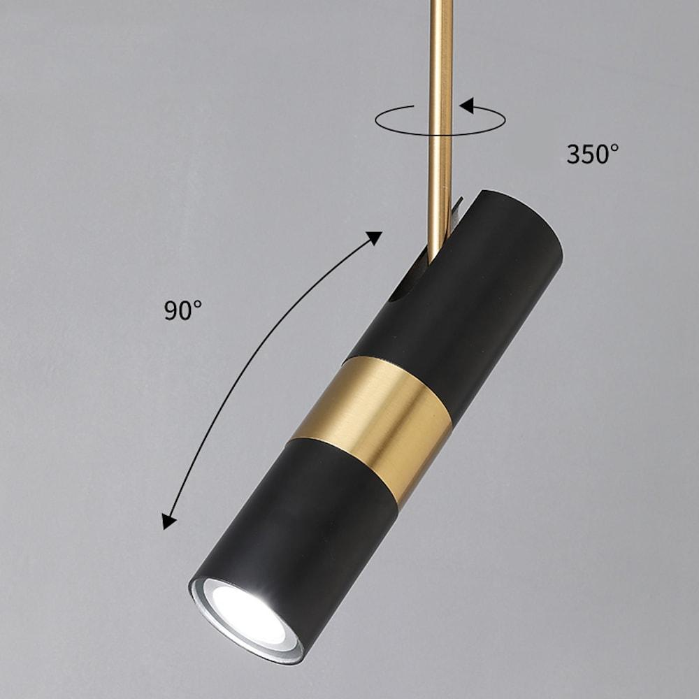 Norse-Inspired Cylindrical Mini Pendant — Black, White, or Gold Metal, 360° Rotating, 1-Light LED, 39" Adjustable Cord