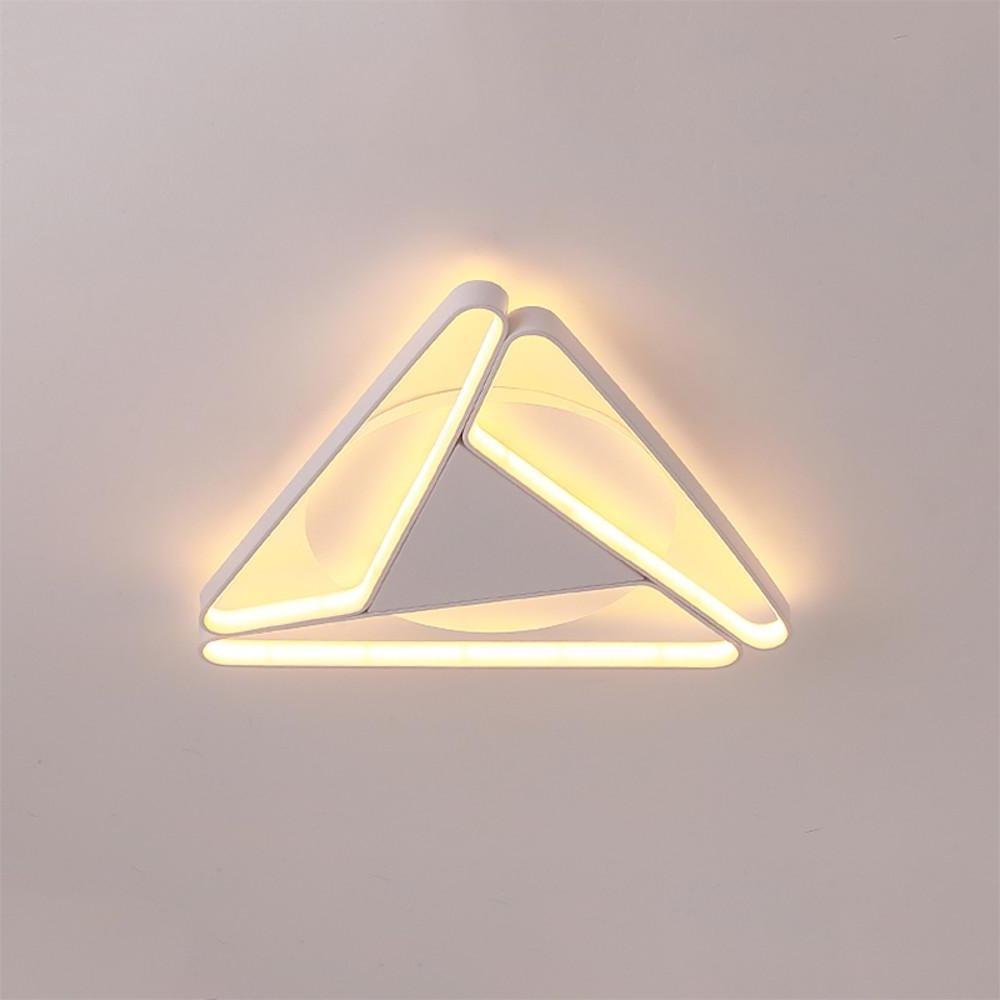 Geometric LED Flush-Mount Ceiling Light — Metal & PVC, 3-Light, 14W, 20" Diameter, Modern