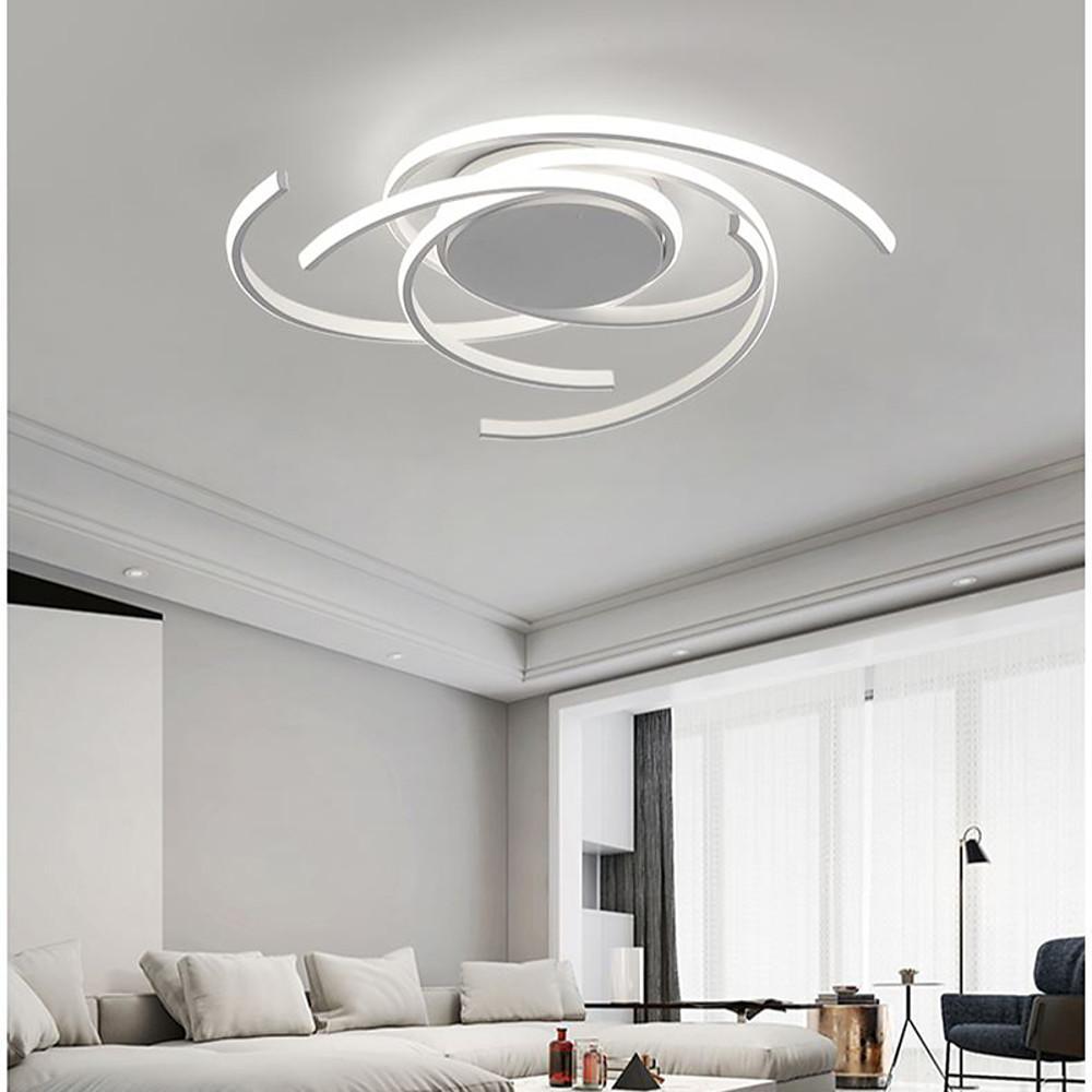 Scattered Semicircle LED Flush-Mount Ceiling Light — Aluminum and Silica Gel, 22", Dimmable with Remote Control