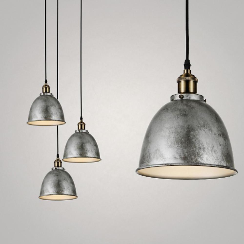 8" Rustic Dome Mini Pendant — Metal, Industrial Bowl, E26/E27, 60W, White / Cool White