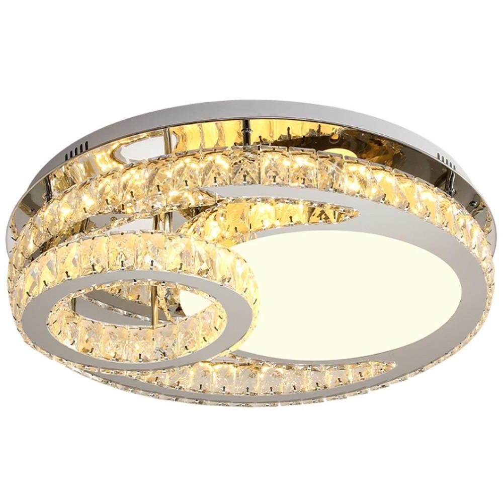 Overlapping Circles Crystal Flush-Mount Ceiling Light — Stainless Steel, LED, 20" Diameter