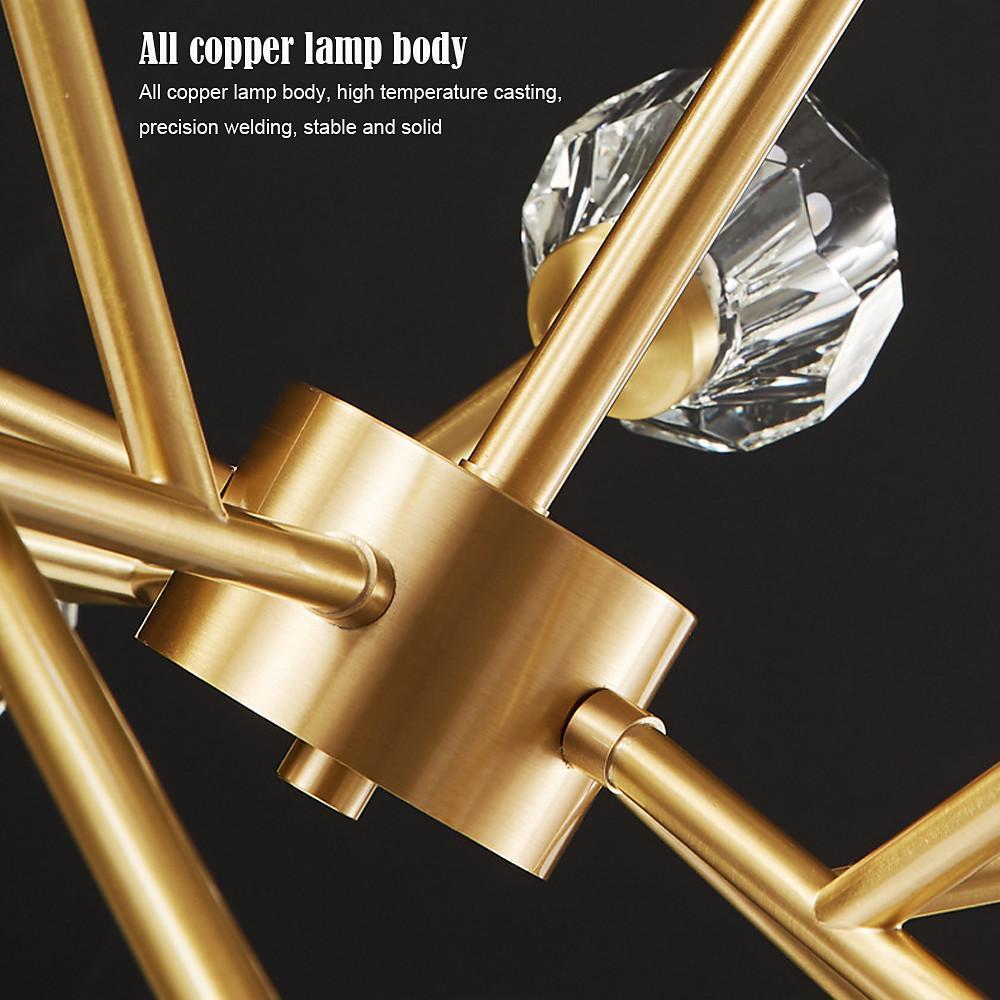 Sputnik Crystal Chandelier — Copper & Crystal, 15-Light LED, 31" Diameter, Three-Step Dimming