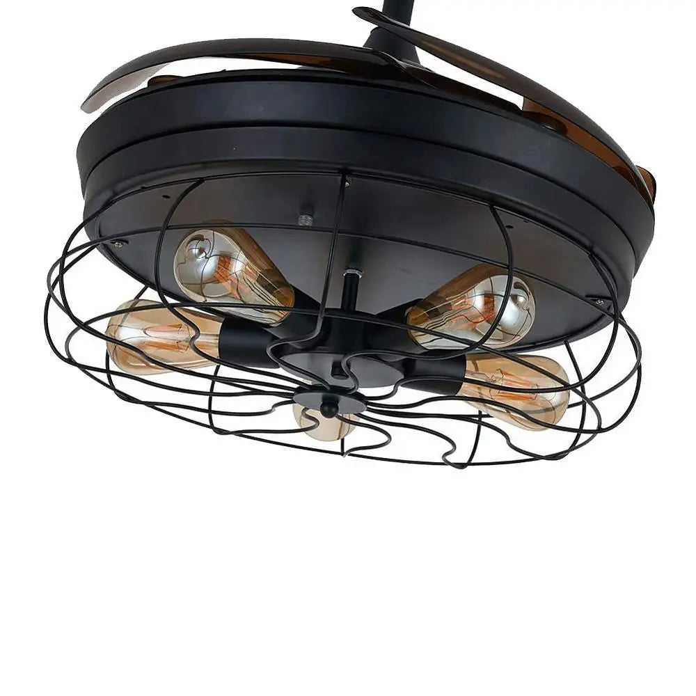 Retractable Ceiling Fan with Light - 3-Blade Farmhouse Design Luxe