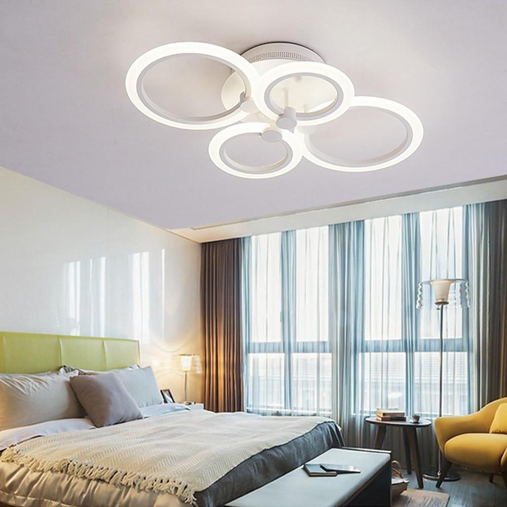 Tiered Circles Flush-Mount Ceiling Light — Aluminum & Acrylic, 2800K–7000K, 4-Light / 6-Light / 8-Light