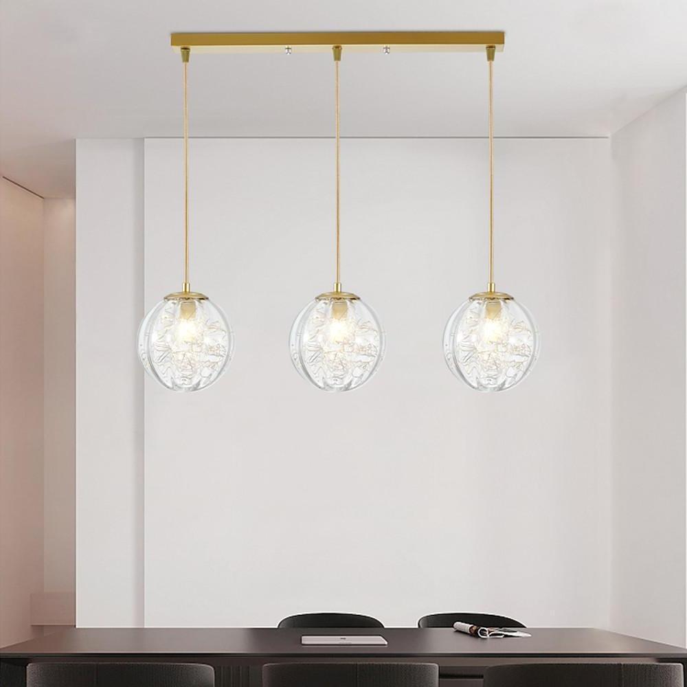 Glass Globe Multi-Light Pendant — Clear Glass, 6" Diameter, Adjustable 39" Cord