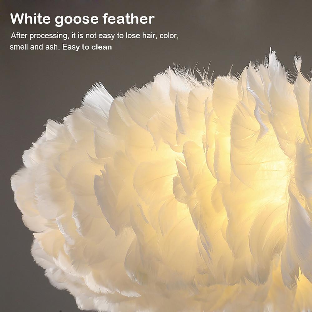 Round Feather Flush-Mount Chandelier — Metal, E27 LED, 3-Step Dimming, 6-Light or 8-Light, 20"–28"