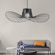 Hat-Shaped Linear LED Pendant — Black Metal, Art Deco, 18" or 24", 3000K / 6000K