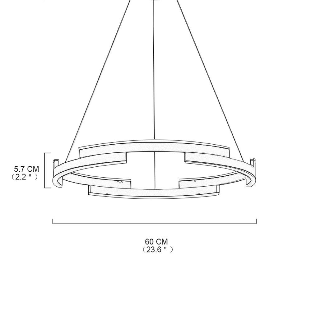 Geometric Circle Pendant Chandelier — Metal, 6-Light LED, Gold or Coffee Finish, Adjustable to 59"