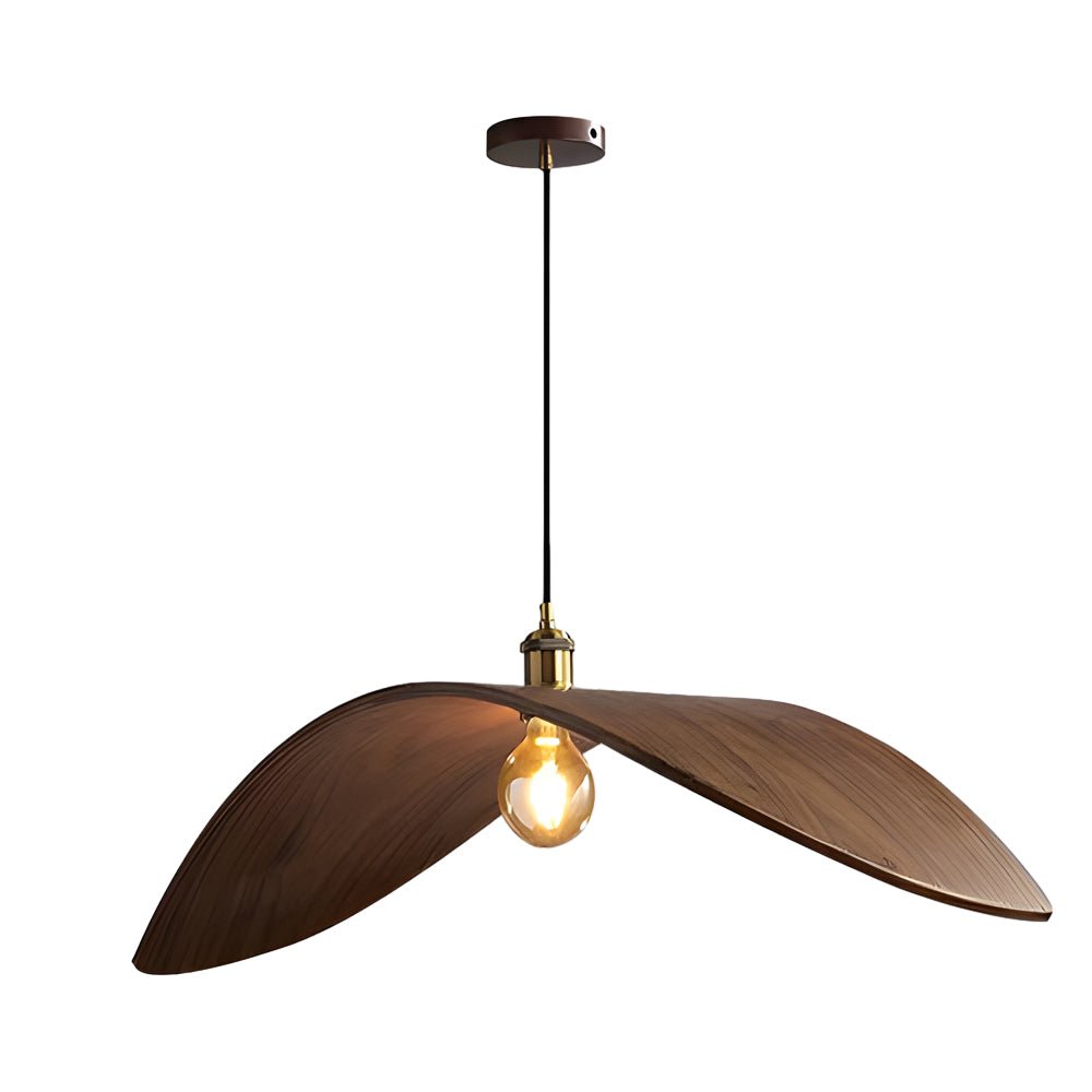 Leaf Curve Wabi-Sabi Pendant Light — Walnut Wood, 3000K Warm White, 1-, 2-, or 3-Light