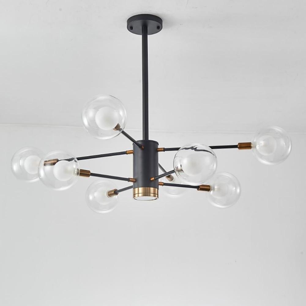 Sputnik Chandelier, 8-Light — Metal and Glass, G9 LED, 38" Diameter, Black and Gold