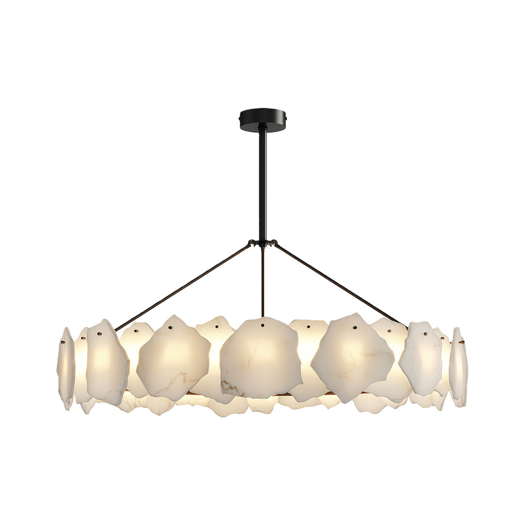 Cloud Stone LED Chandelier — Full Copper, Three-Color Dimming (3000K/4000K/6000K), Round & Rectangular