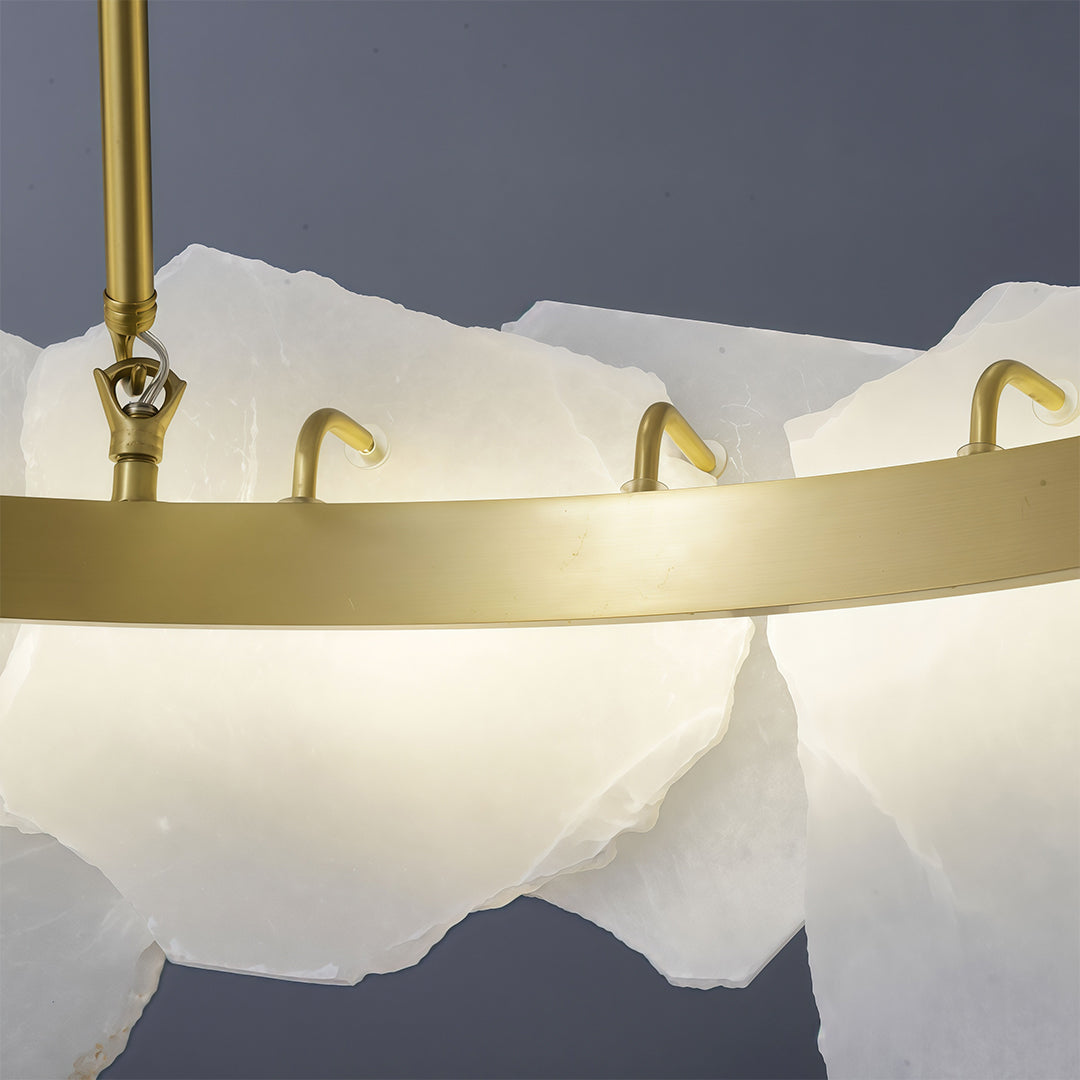 Cloud Stone LED Chandelier — Full Copper, Three-Color Dimming (3000K/4000K/6000K), Round & Rectangular