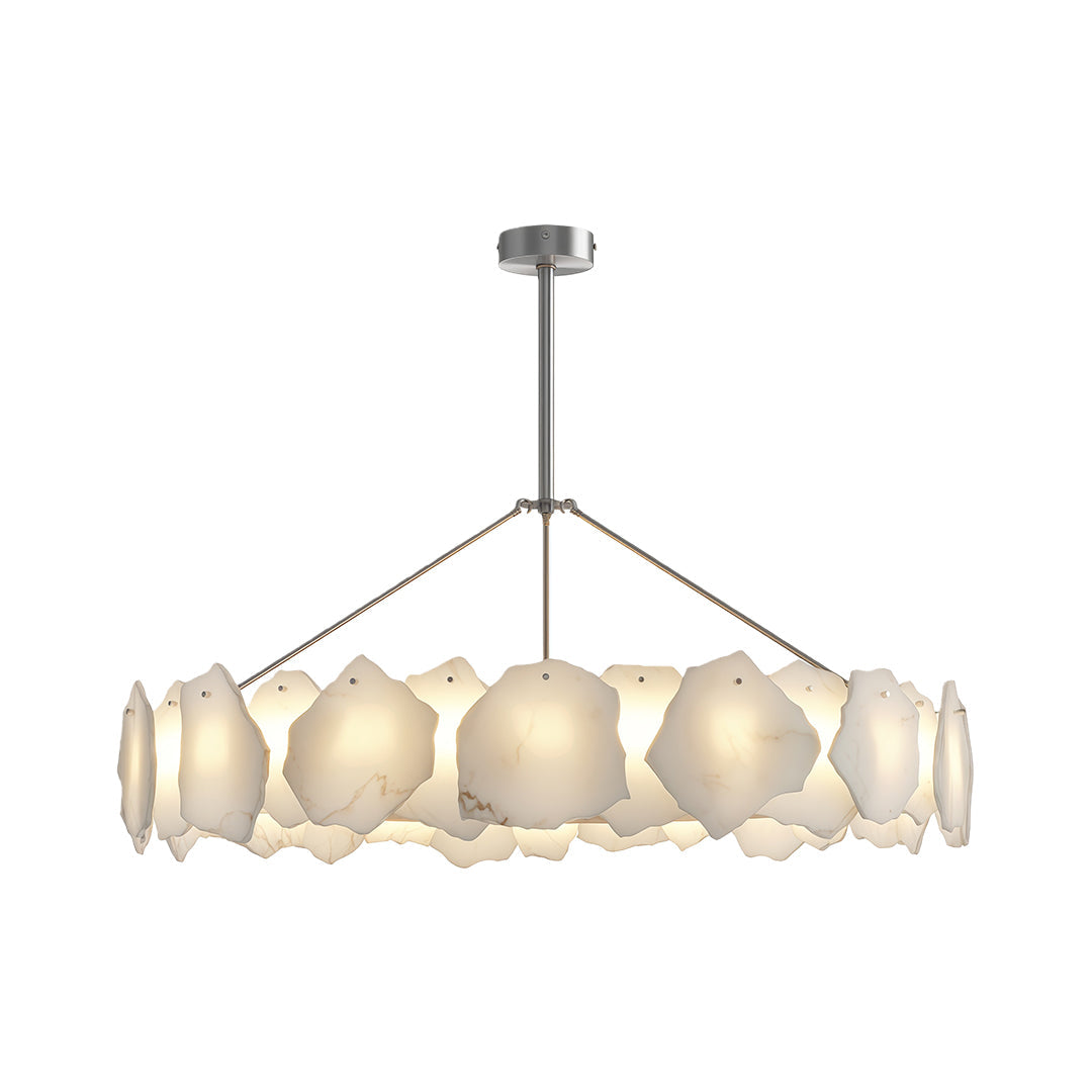 Cloud Stone LED Chandelier — Full Copper, Three-Color Dimming (3000K/4000K/6000K), Round & Rectangular
