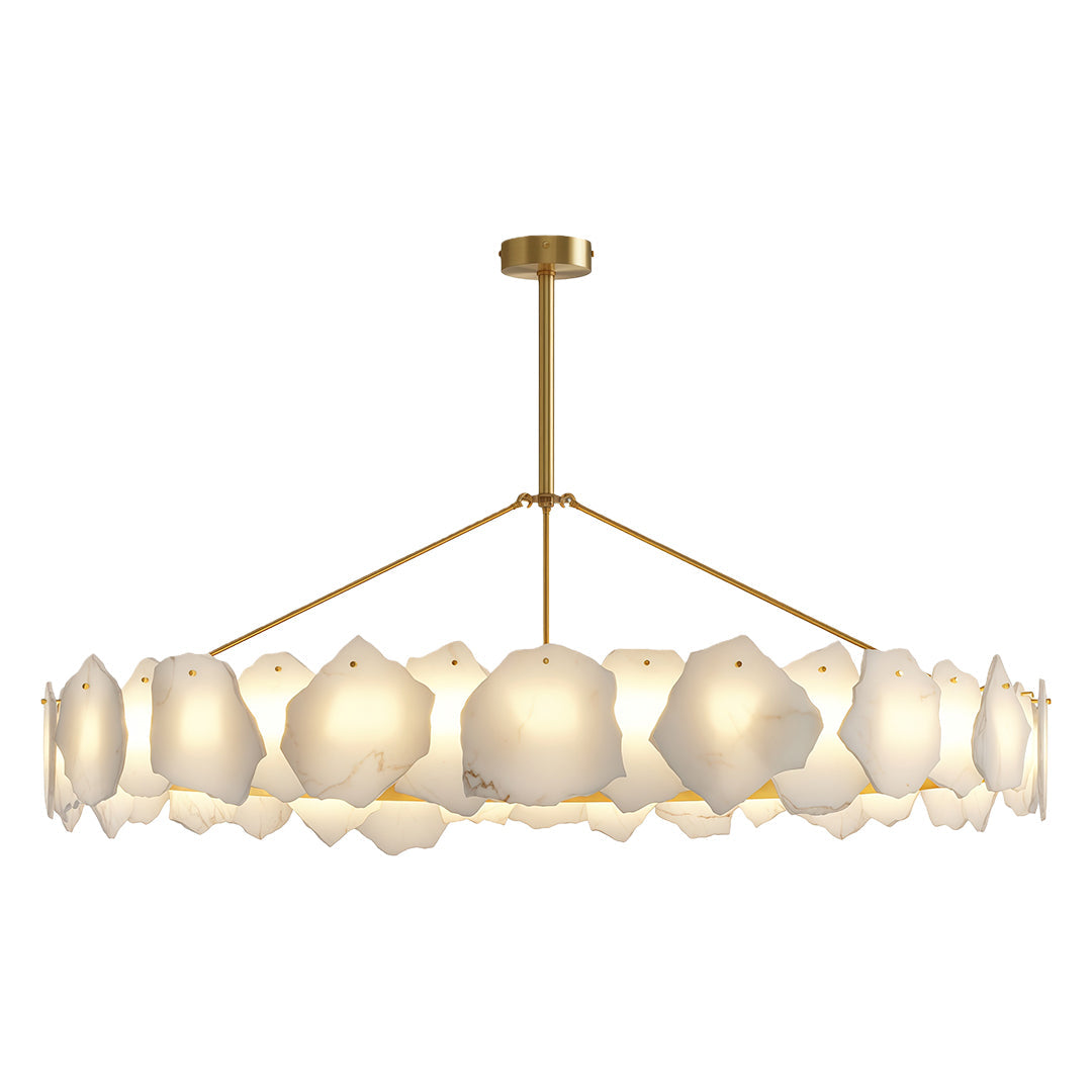 Cloud Stone LED Chandelier — Full Copper, Three-Color Dimming (3000K/4000K/6000K), Round & Rectangular