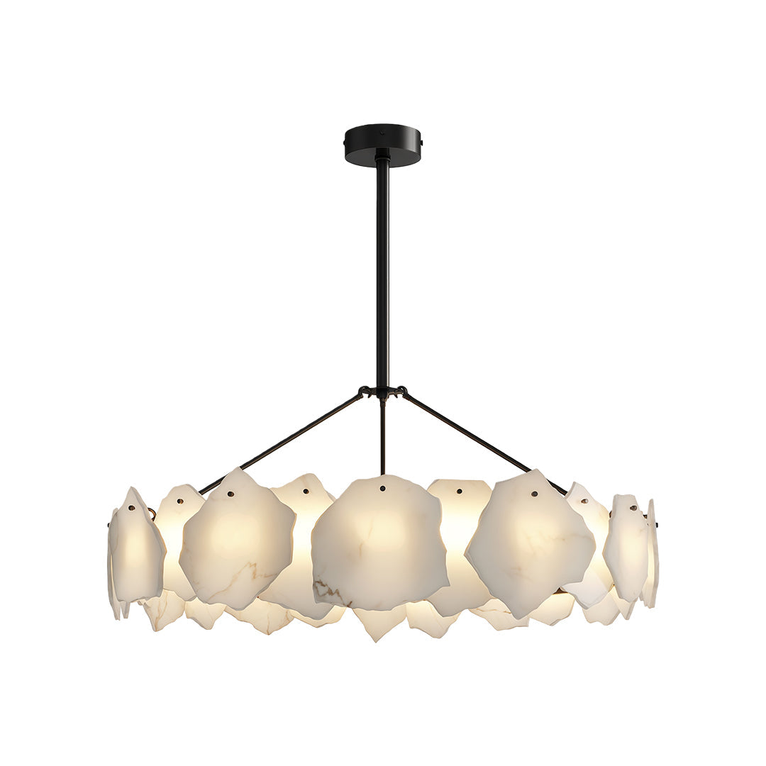Cloud Stone LED Chandelier — Full Copper, Three-Color Dimming (3000K/4000K/6000K), Round & Rectangular